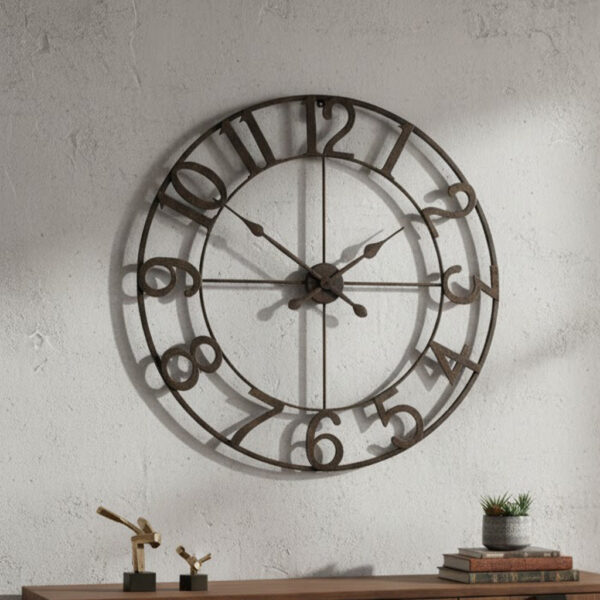 Dark Charcoal Open-Frame Wall Clock