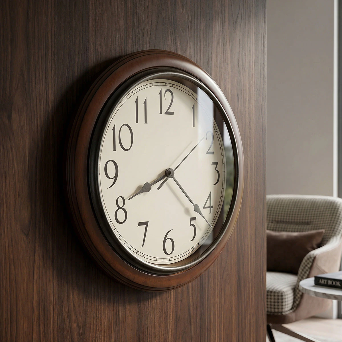 Medium Brown Soft-Tick Wall Clock