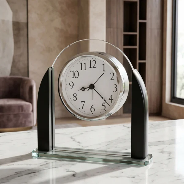 Arched Glass Alarm Table Clock