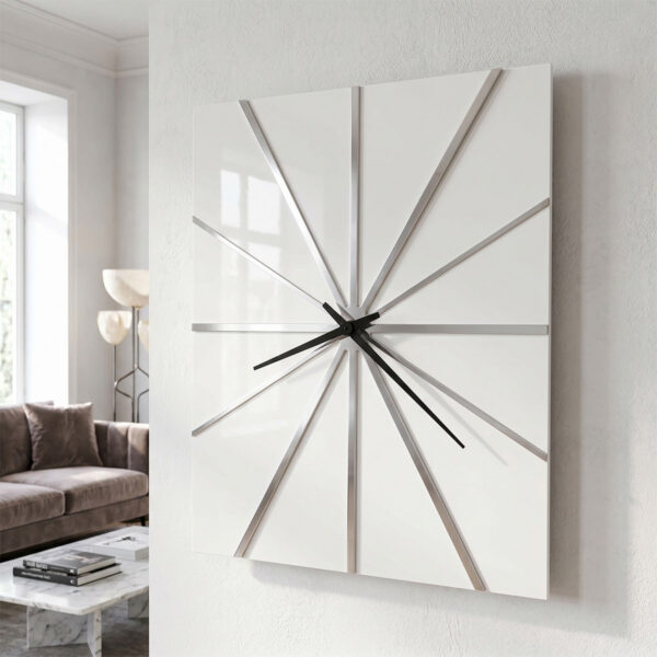 Gloss White Radial Square Wall Clock
