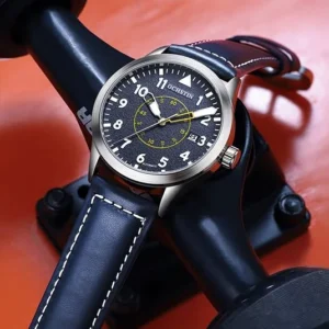 Minimalist Mechanical Watch with Leather Strap