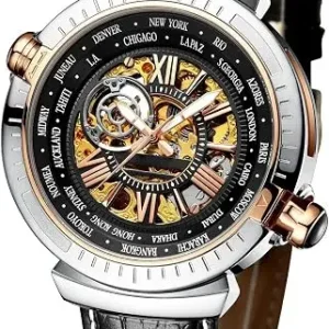 World-Time Skeleton Automatic Mechanical Watch