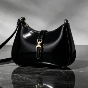 Black Buckle Detail Shoulder Bag