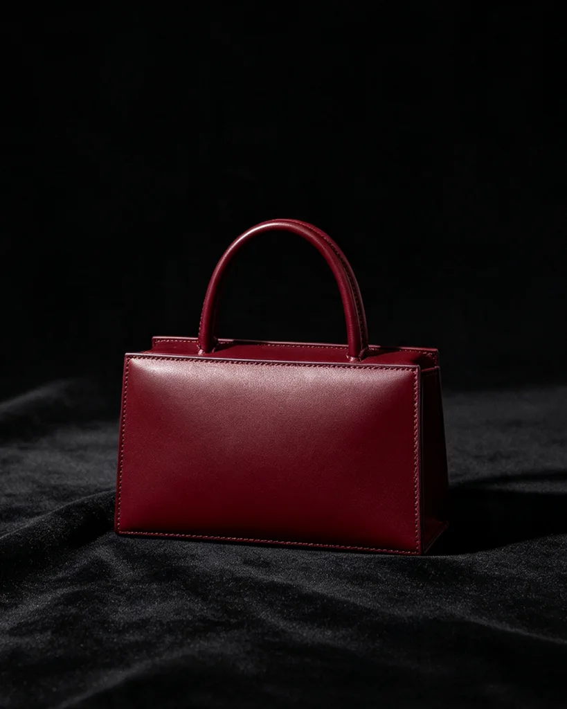 Burgundy Structured Top-Handle Satchel