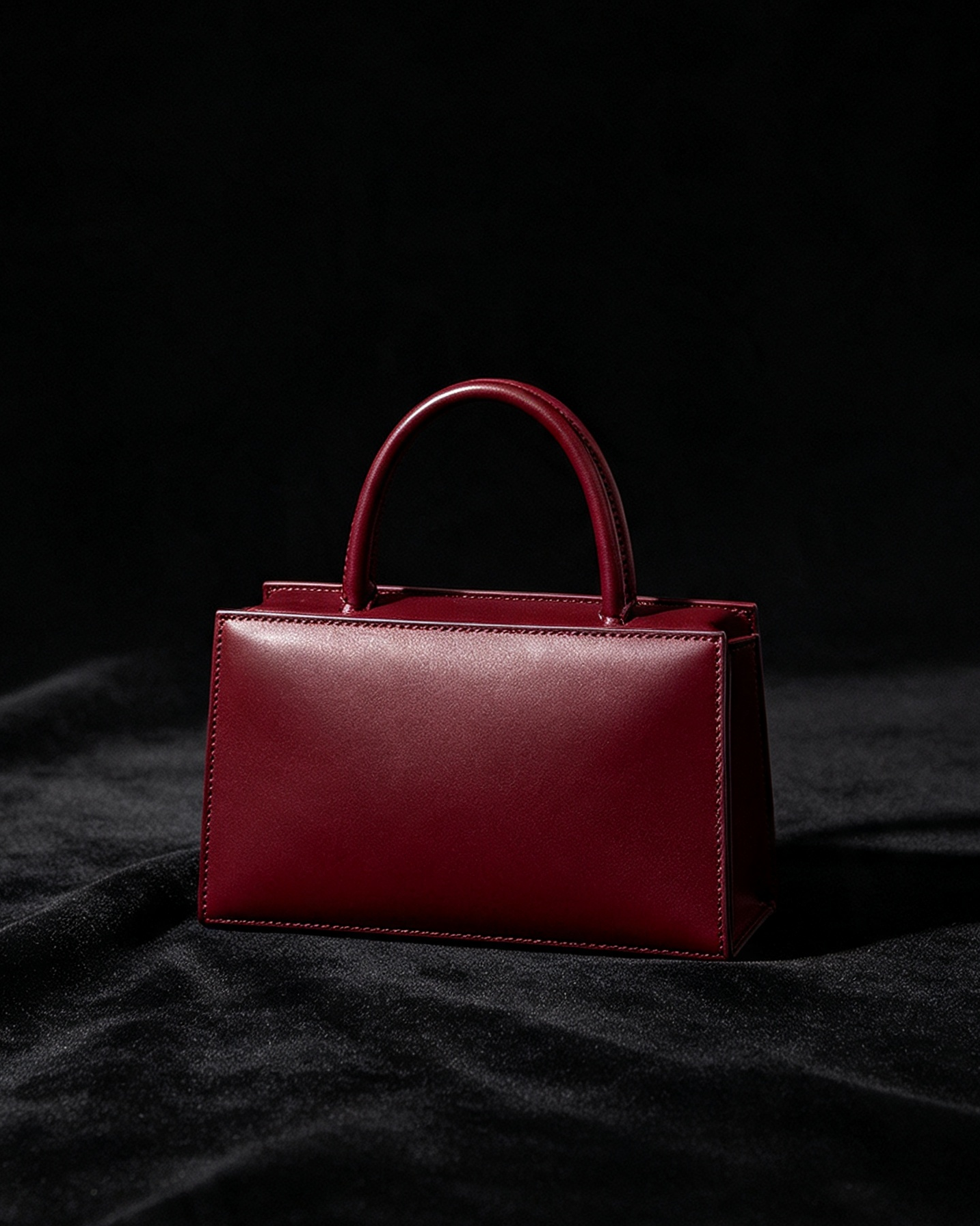 Burgundy Structured Top-Handle Satchel