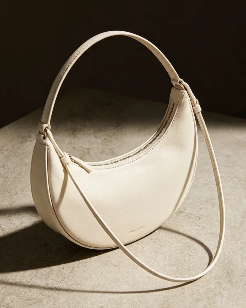Cream Minimalist Crescent Bag