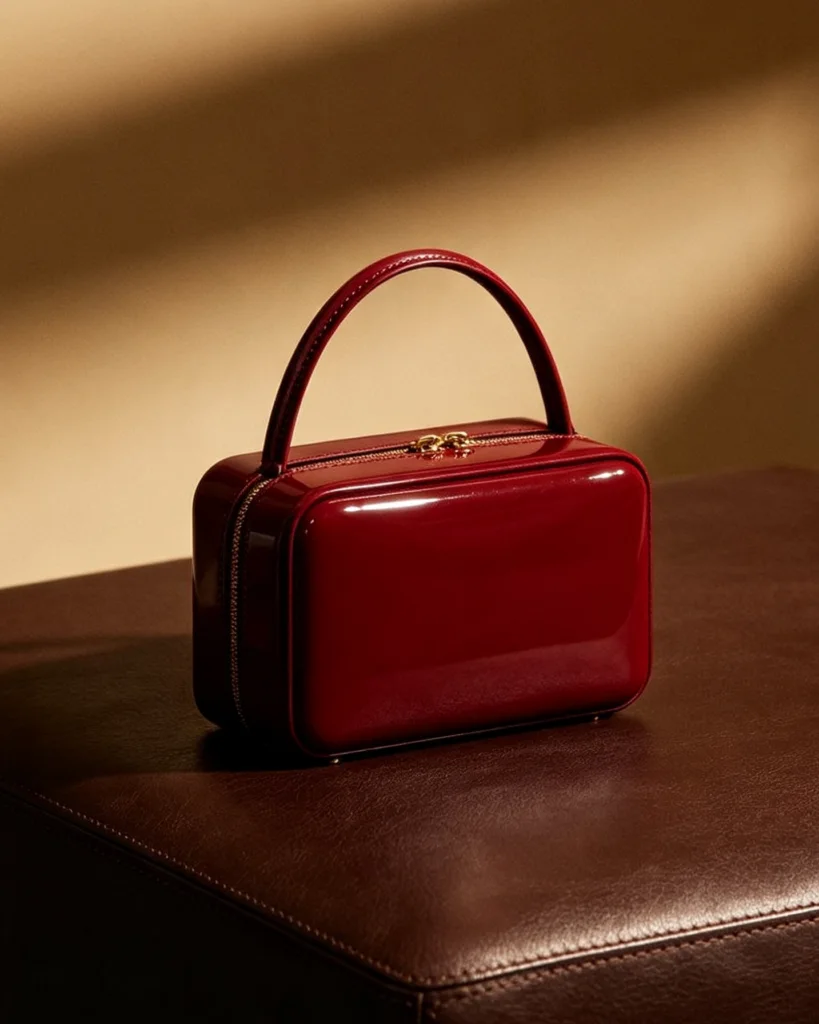 Crimson Boxy Vanity Top-Handle Bag