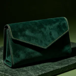 Emerald Suede Envelope Clutch