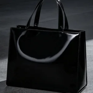 Noir Glossy Structured Tote