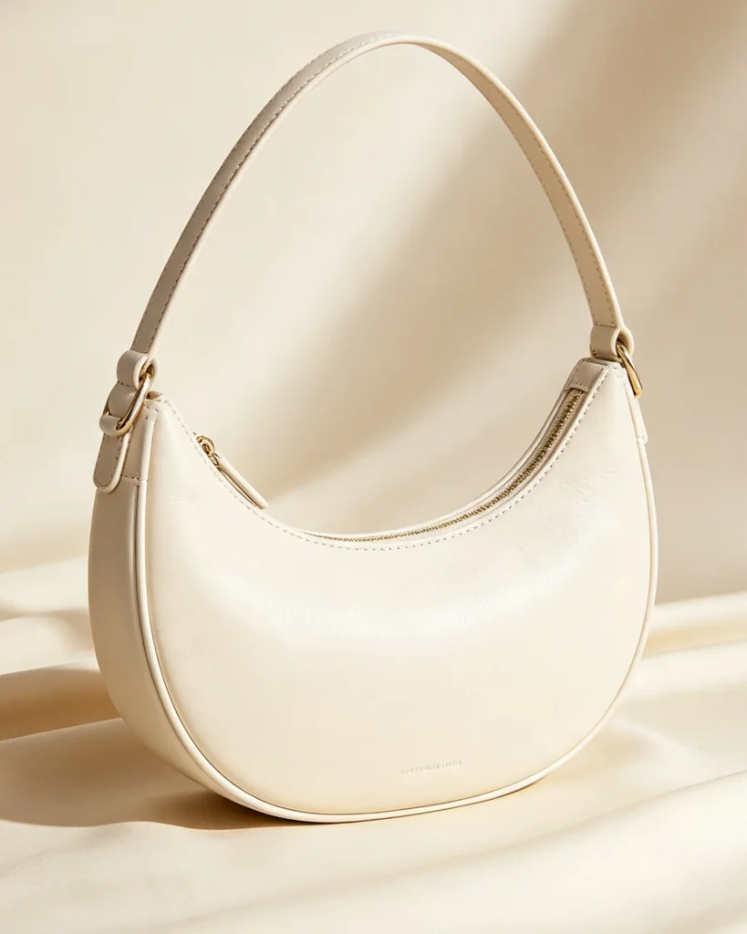Pure White Crescent Hobo Bag