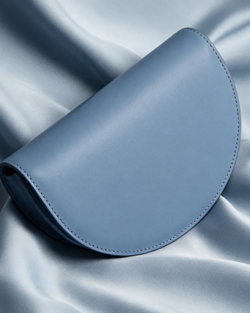 Sky Blue Suede Flap Saddle Bag