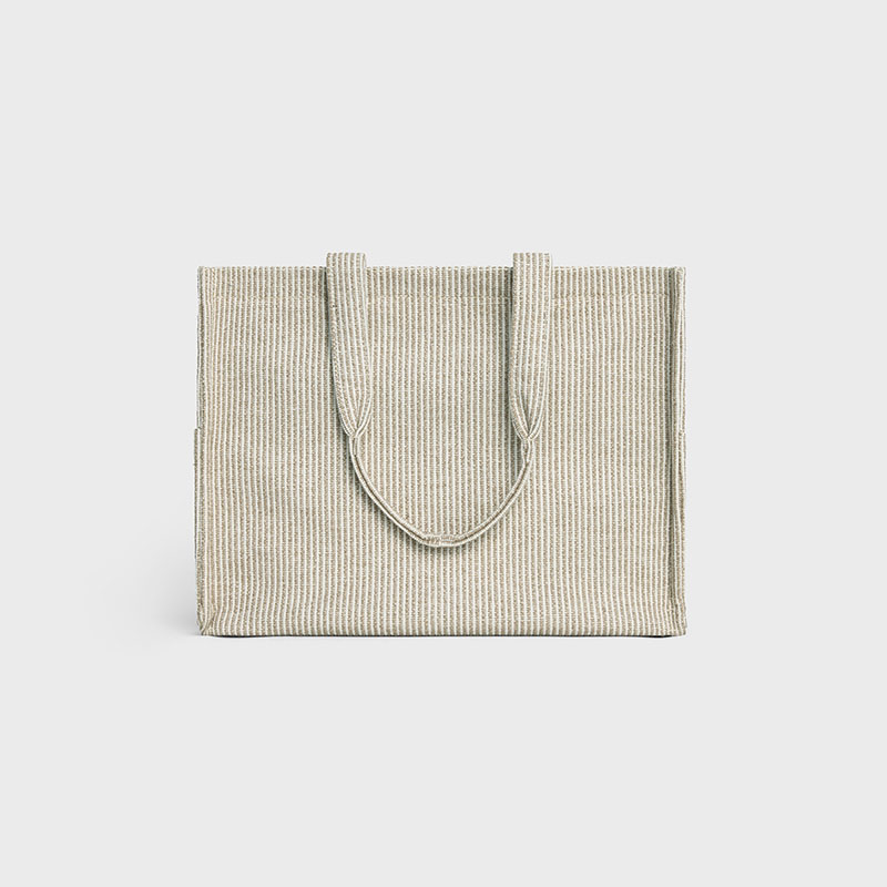 LARGE CABAS THAIS IN STRIPED TEXTILE