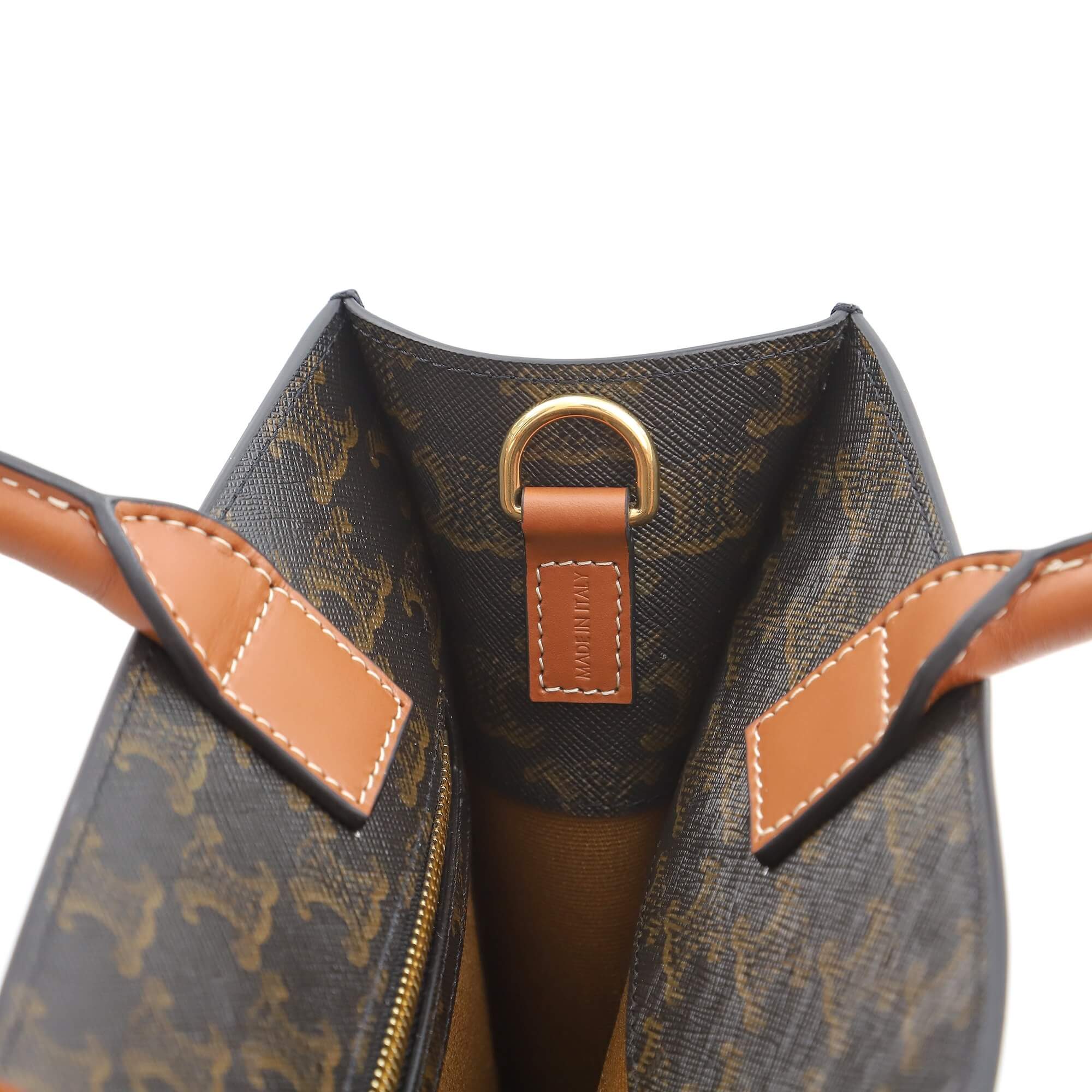 CELINE Vertical Cabas bag in calfskin with logo print and Celine print