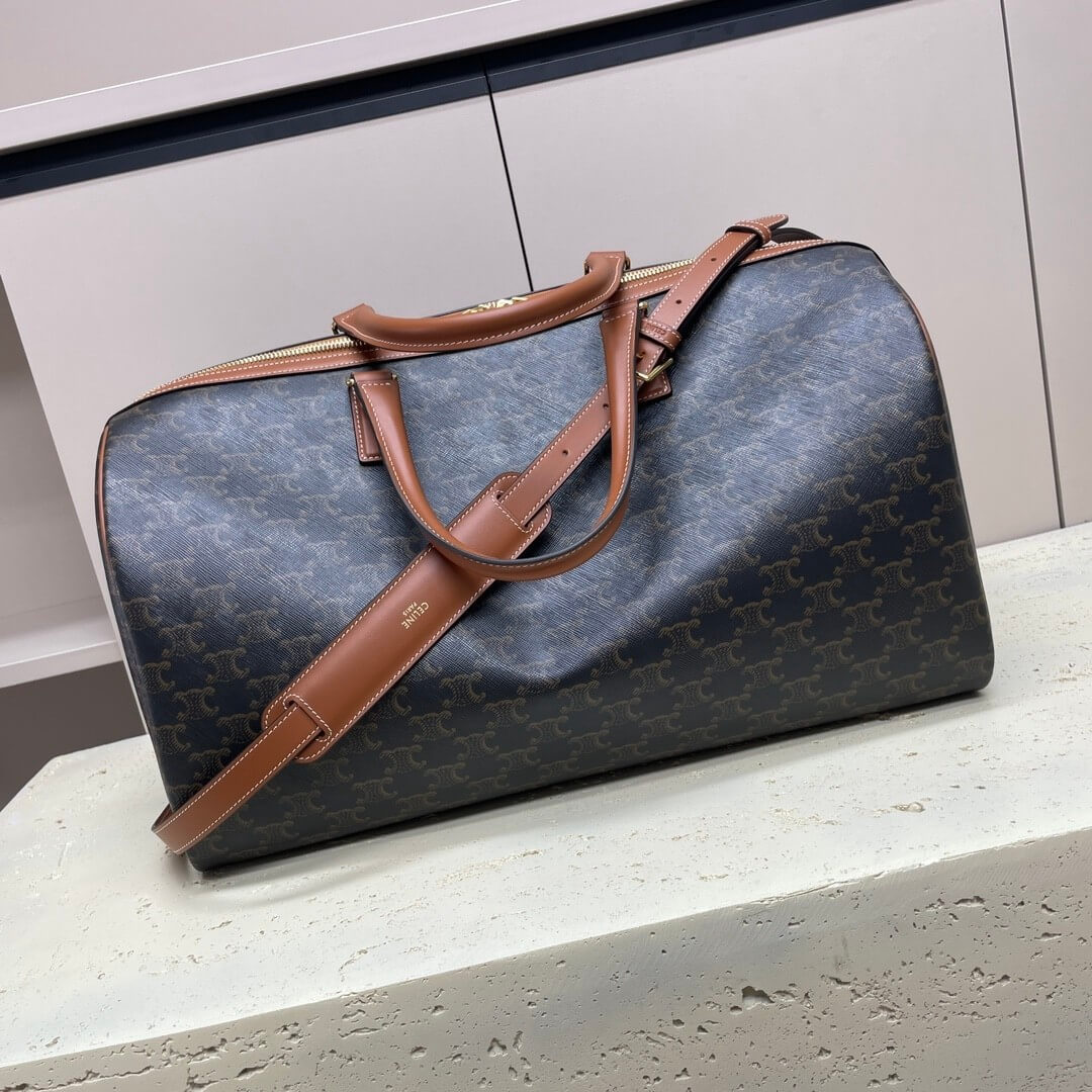 CELINE Medium duffle bag in logo-print calfskin