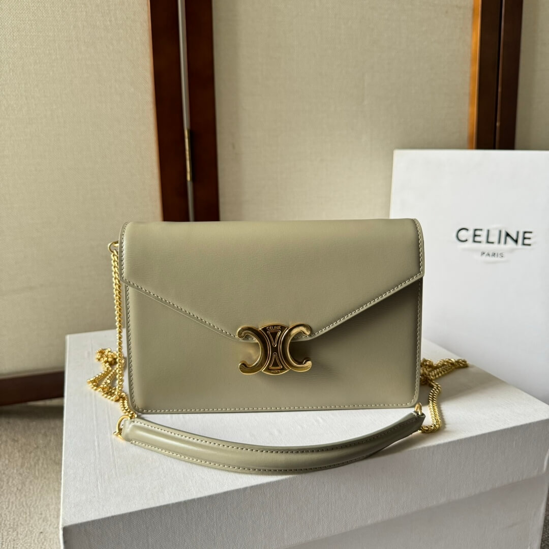 CELINE MARGO Shiny Calfskin Leather Chain Wallet