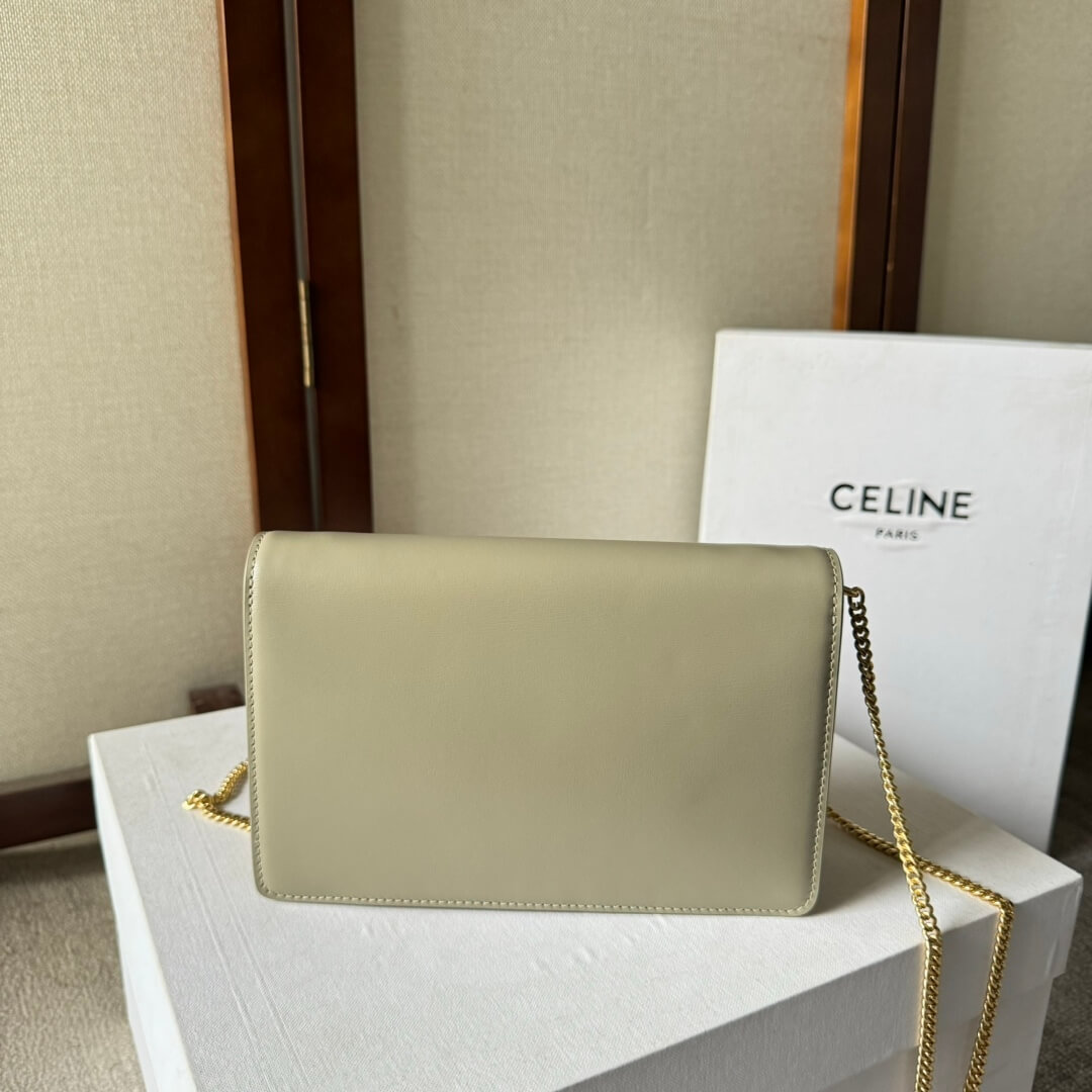 CELINE MARGO Shiny Calfskin Leather Chain Wallet