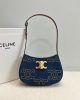 CELINE TILLY TRIOMPHE Medium Bag in Studded Denim and Calfskin