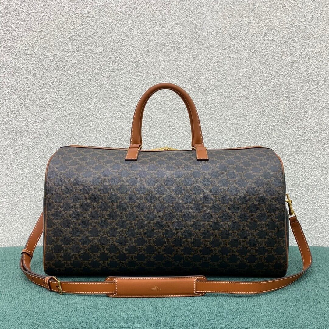 CELINE Large Travel Bag in Logo Print and Calfskin