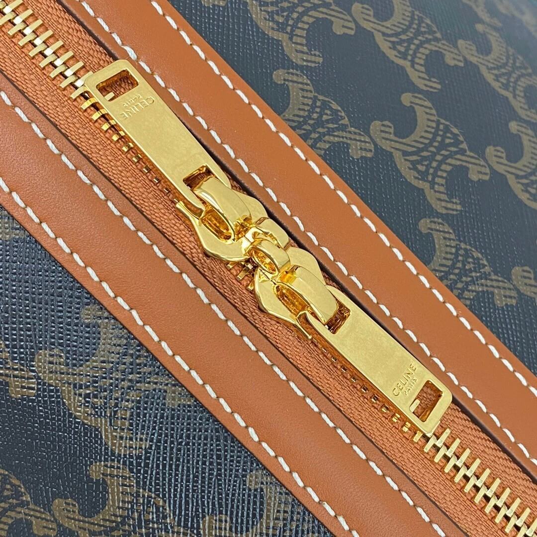 CELINE Large Travel Bag in Logo Print and Calfskin