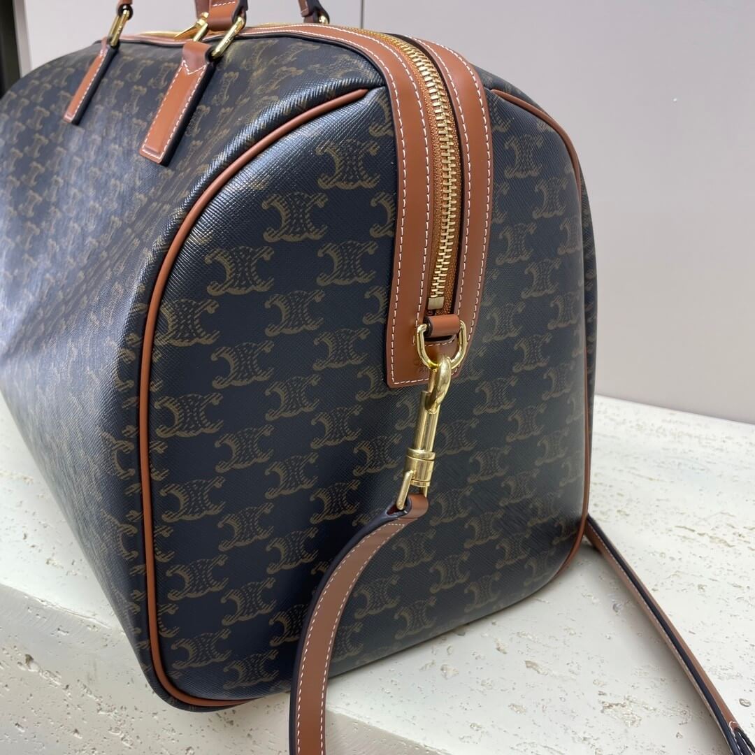 CELINE Medium duffle bag in logo-print calfskin