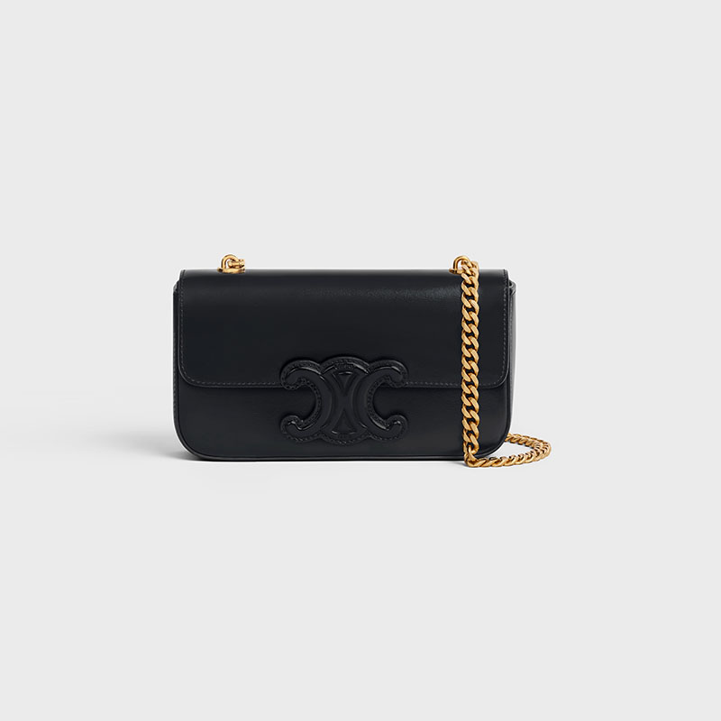 CHAIN SHOULDER BAG CUIR TRIOMPHE IN SHINY CALFSKIN