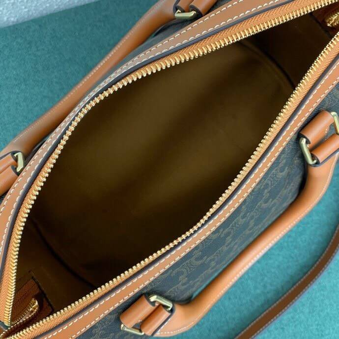 CELINE Logo Print Calfskin Boston Bag