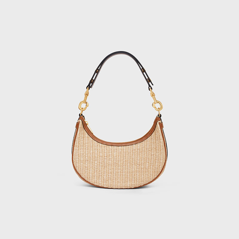 MEDIUM AVA STRAP BAG IN RAFFIA EFFECT TEXTILE AND CALFSKIN