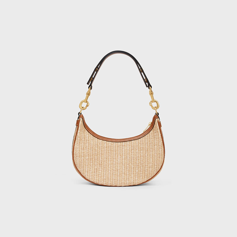 MEDIUM AVA STRAP BAG IN RAFFIA EFFECT TEXTILE AND CALFSKIN