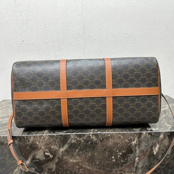 CELINE Large Travel Bag in Logo Print and Calfskin