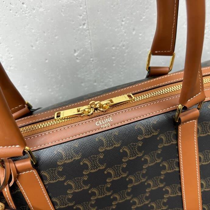 CELINE Large Travel Bag in Logo Print and Calfskin