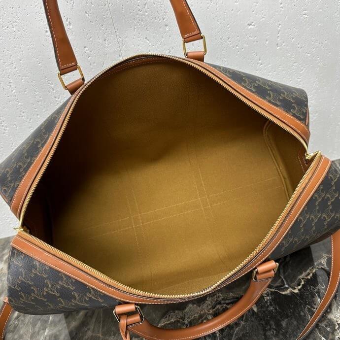 CELINE Large Travel Bag in Logo Print and Calfskin