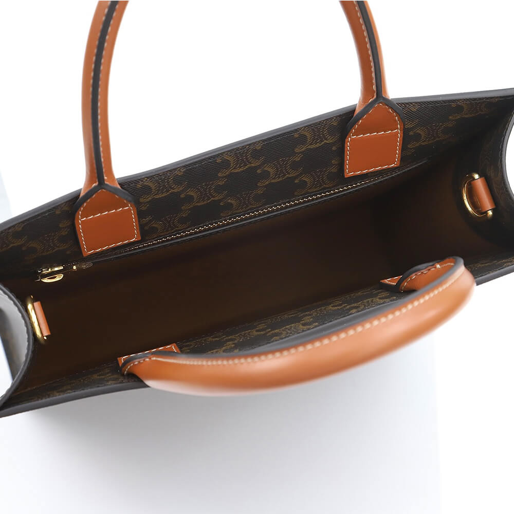 CELINE Vertical Cabas bag in calfskin with logo print and Celine print