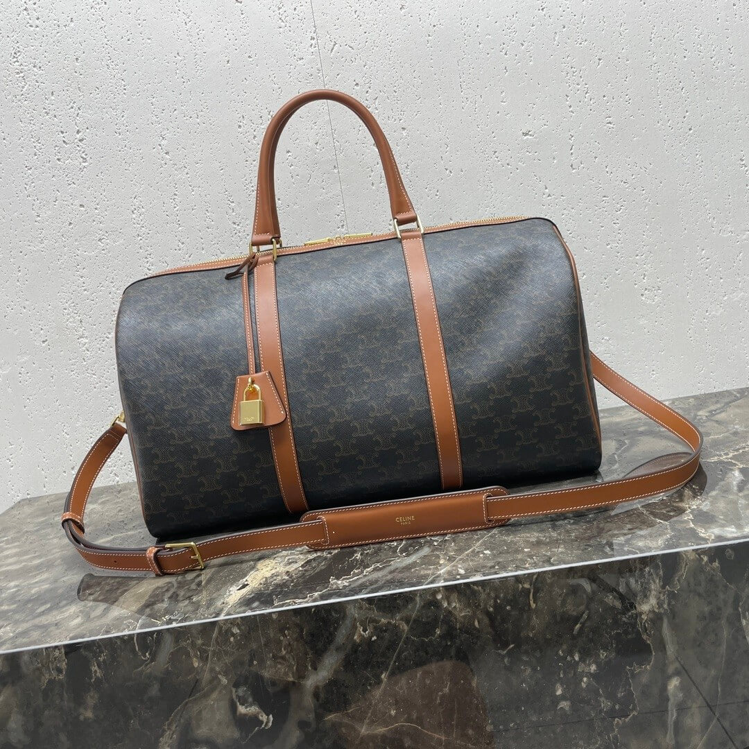 CELINE Medium duffle bag in logo-print calfskin