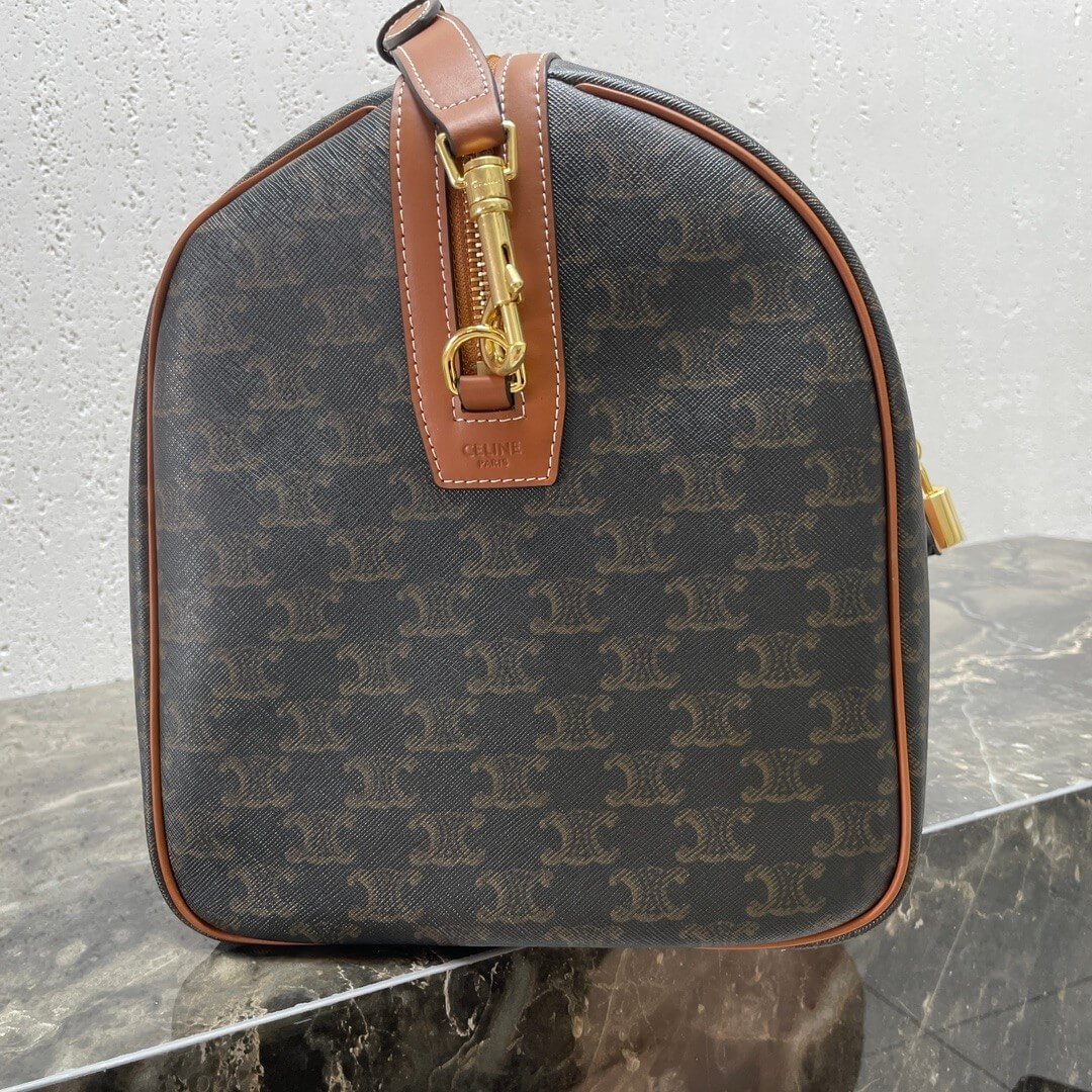 CELINE Medium duffle bag in logo-print calfskin