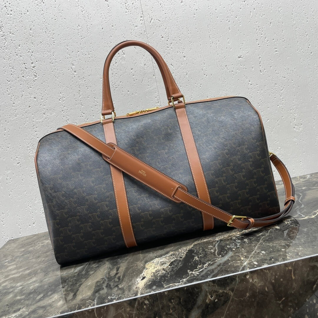 CELINE Medium duffle bag in logo-print calfskin