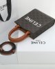 CELINE Mini Vertical Cabas Bag in Calfskin Leather with Logo and Celine Print