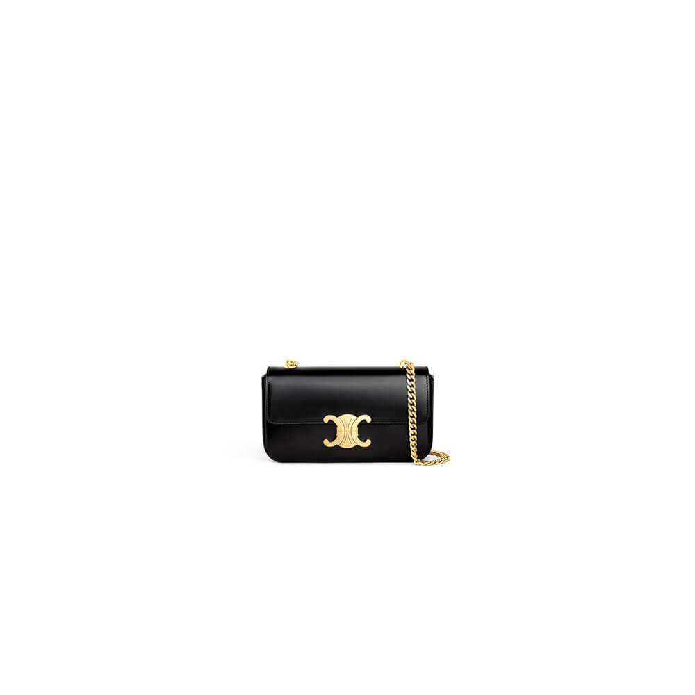 CELINE CLAUDE shiny cowhide leather chain shoulder bag
