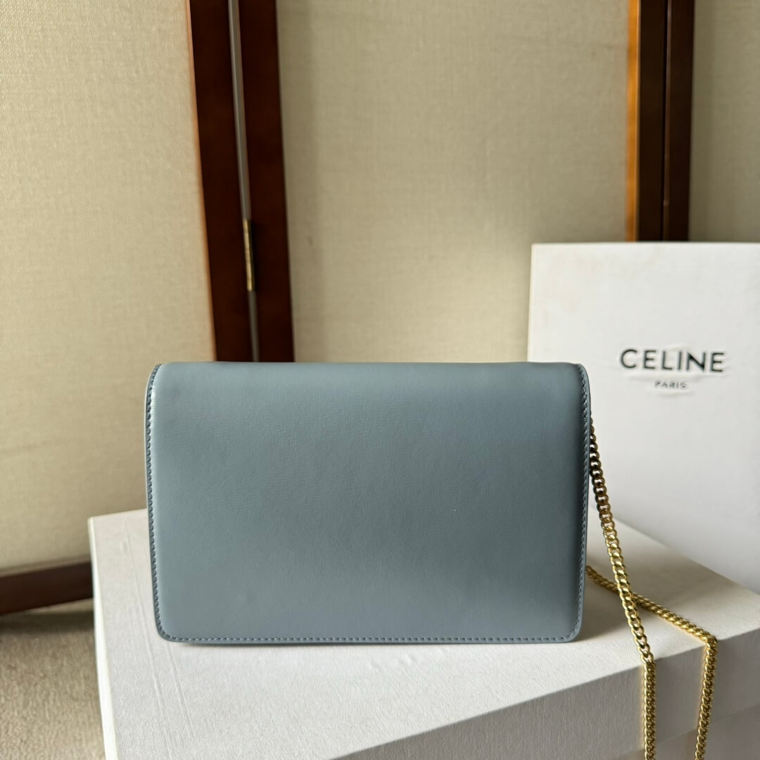 CELINE MARGO Shiny Calfskin Leather Chain Wallet