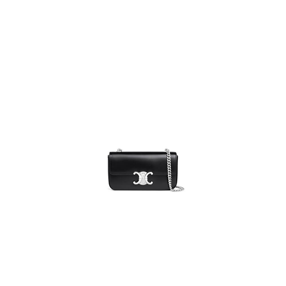 CELINE CLAUDE shiny cowhide leather chain shoulder bag