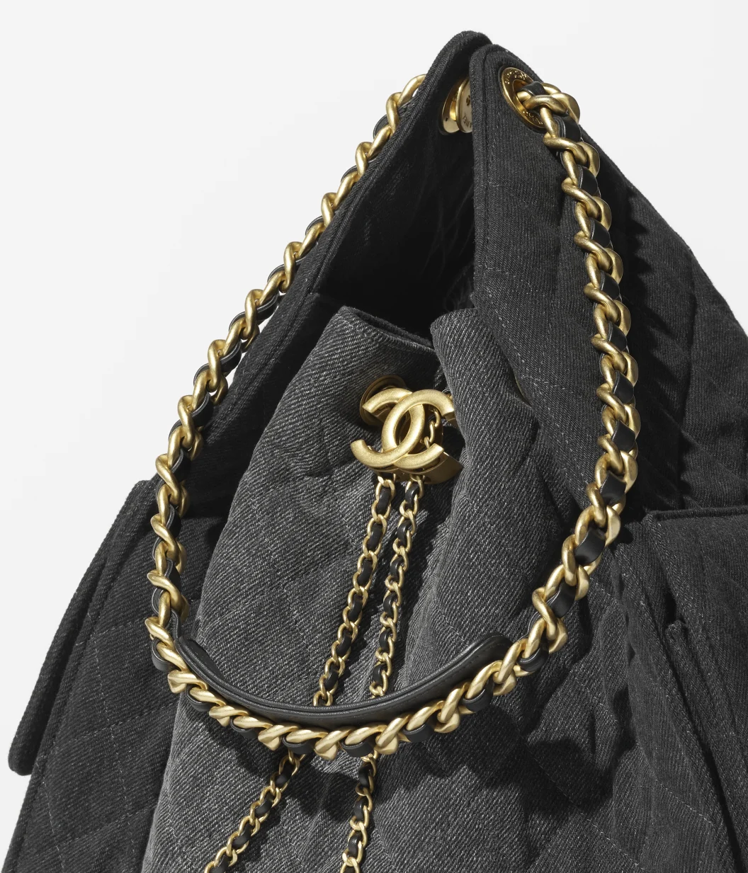 CHANEL 25 samll Handbag Washed Denim Black