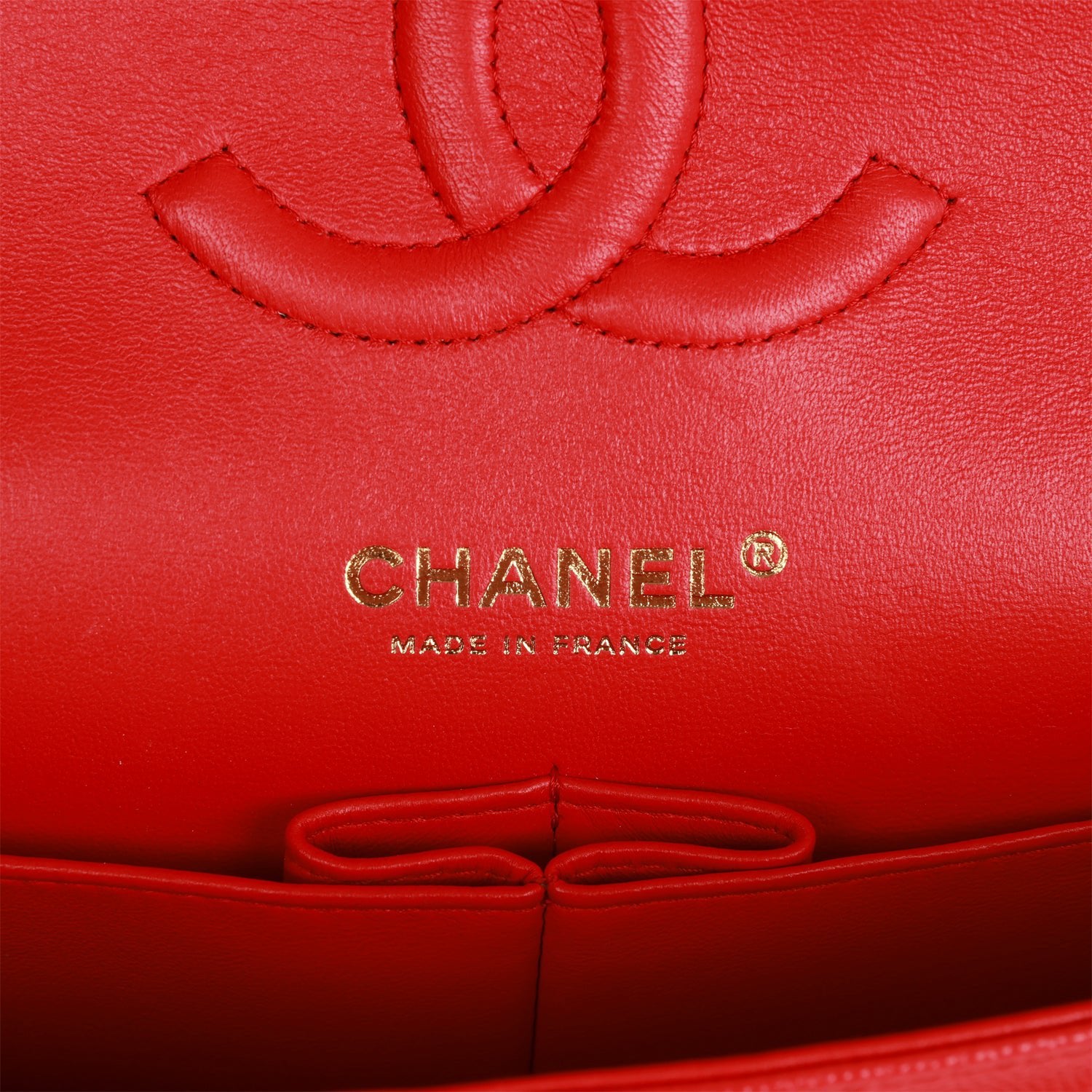 Medium Classic Double Flap Bag Red Caviar Light Gold Hardware