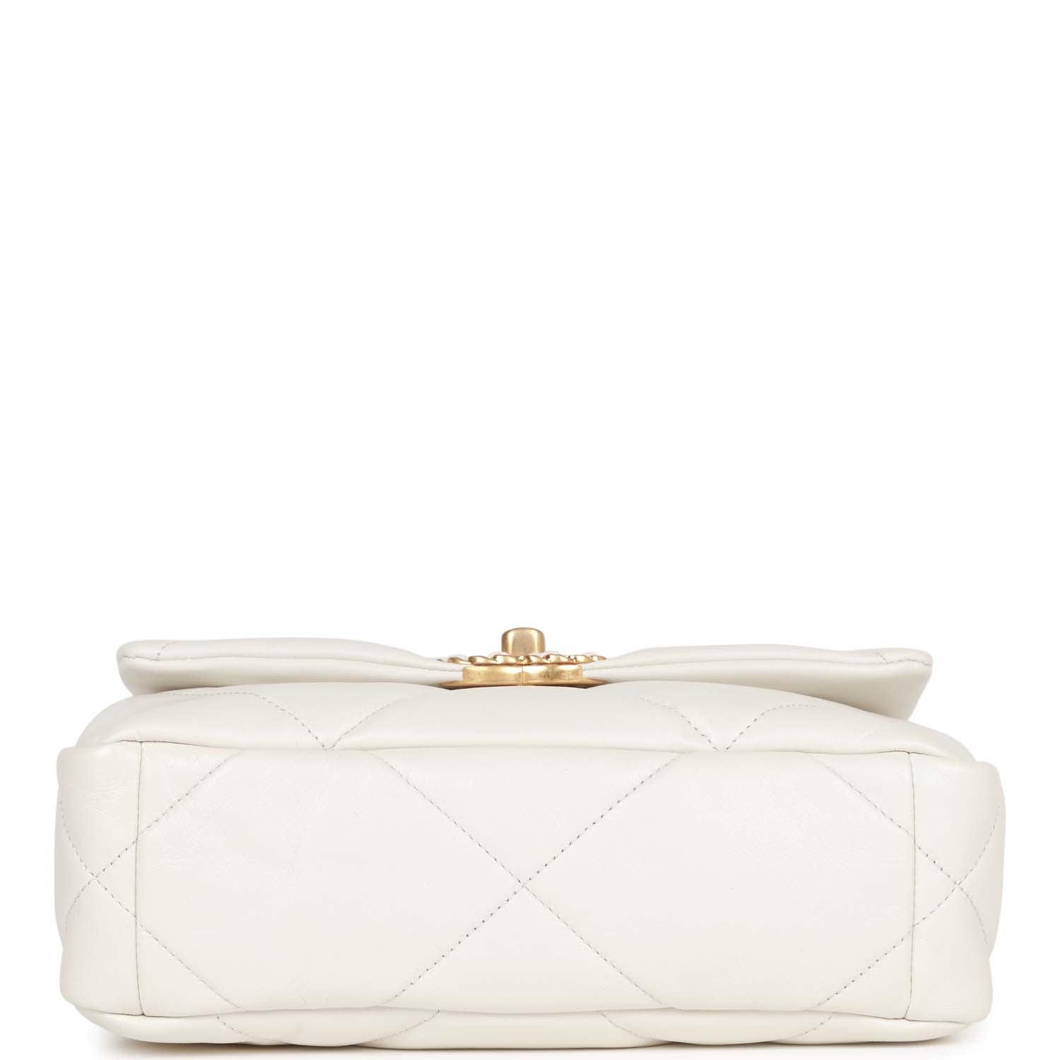 Medium 19 Flap Bag White Calfskin Mixed Hardware