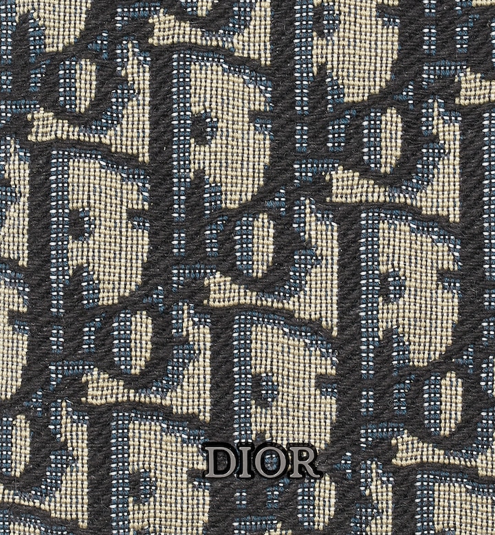 Vertical Long Wallet Beige and Black Oblique Jacquard