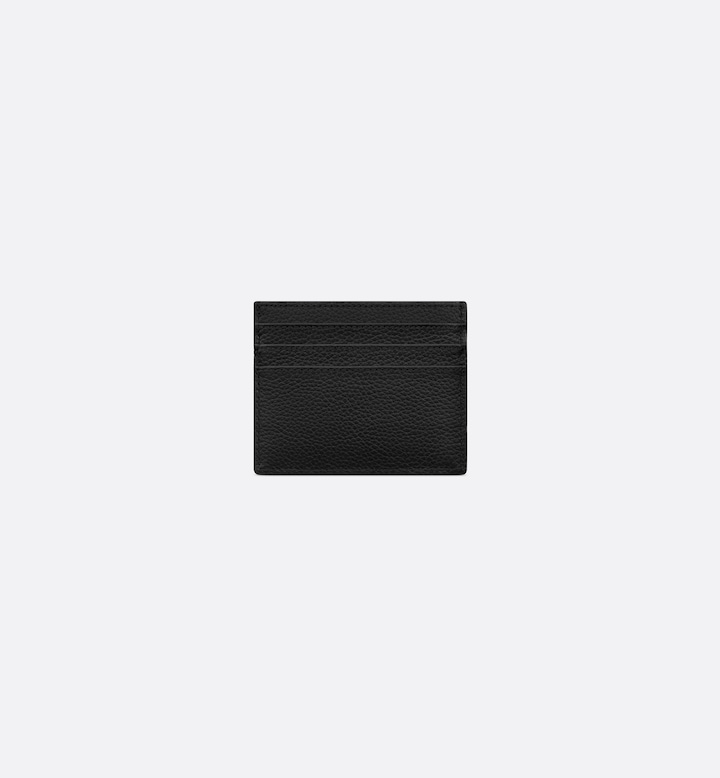 Saddle Card Holder Black Grained Calfskin Marquetry and Black Oblique Jacquard