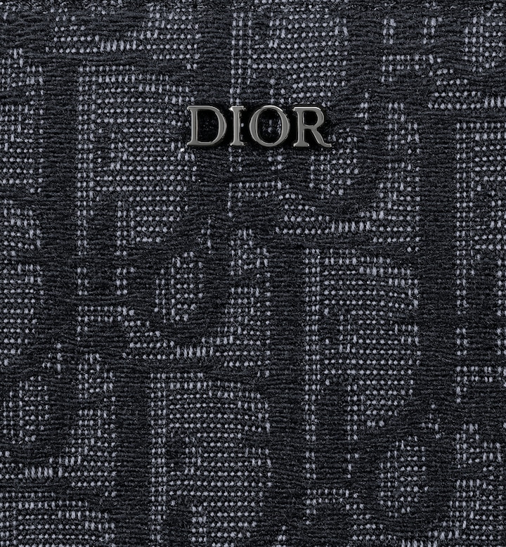 Zipped Long Wallet Black Oblique Jacquard