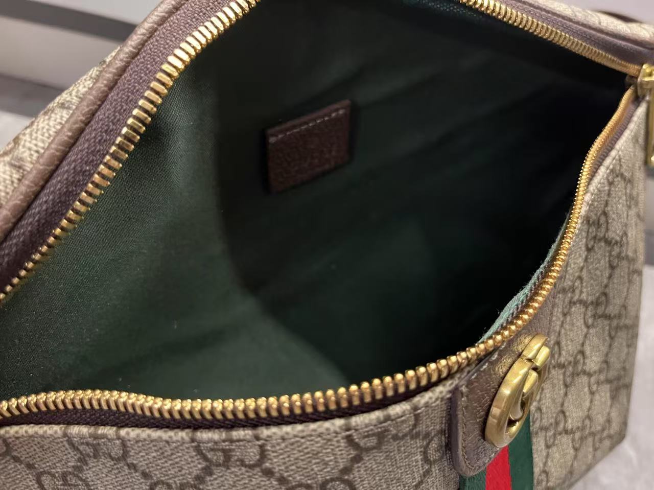 Gucci Ophidia GG Monogram Large Belt Bag - Beige and dark brown