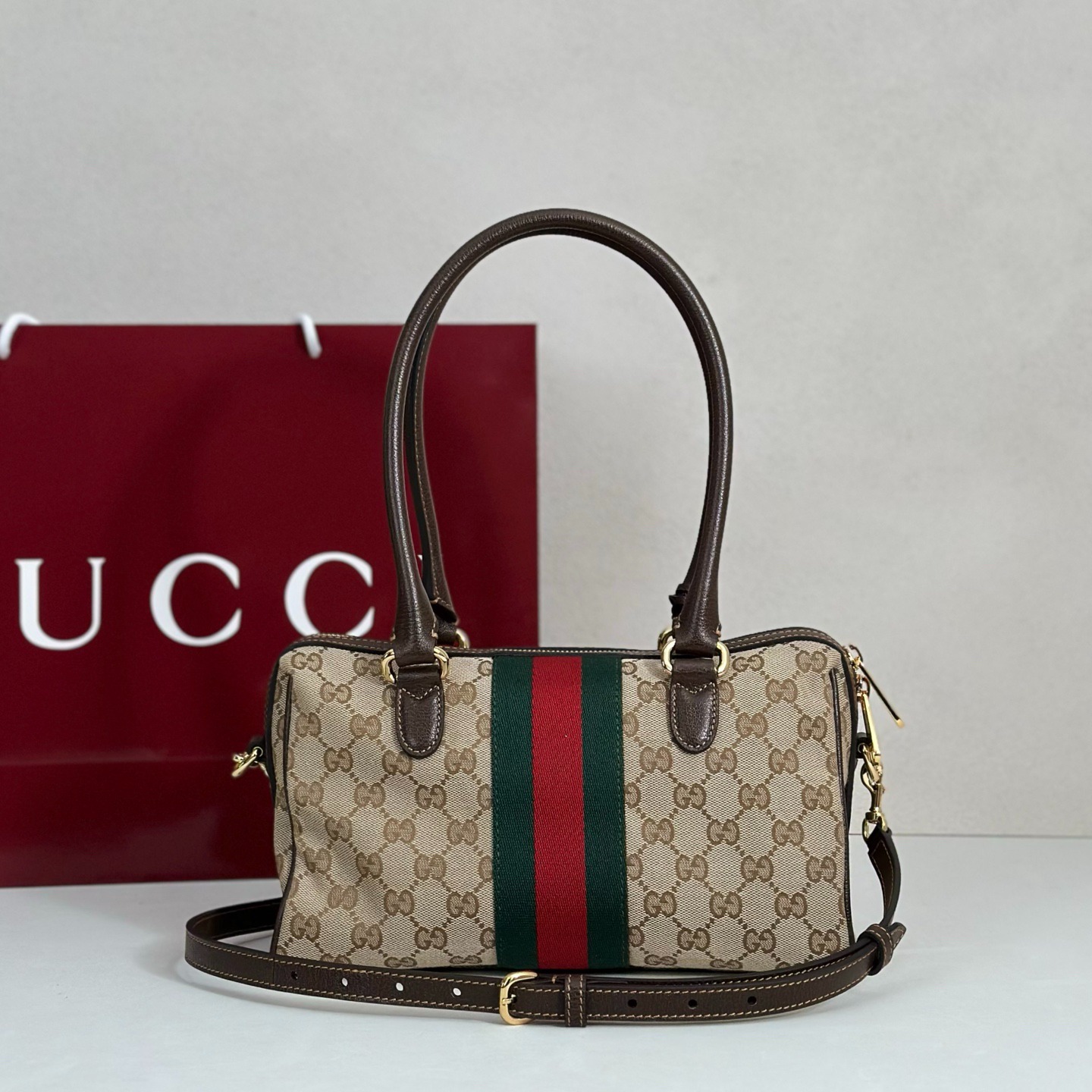 Gucci GG canvas Borsetto boston bag - Beige