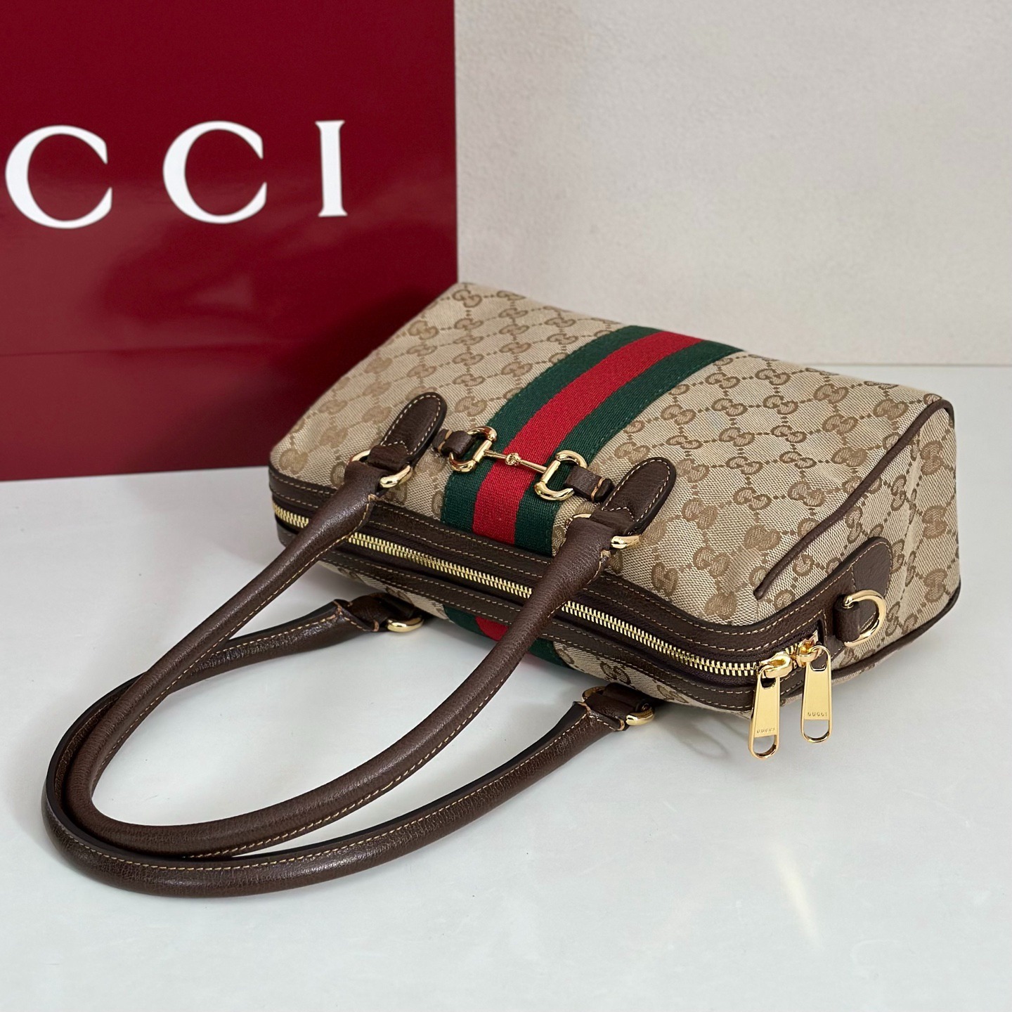 Gucci GG canvas Borsetto boston bag - Beige