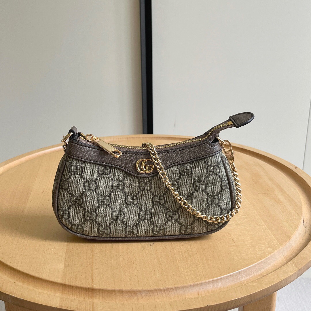 Gucci Ophidia Mini Collection Handbag - Beige And Dark Brown Bag