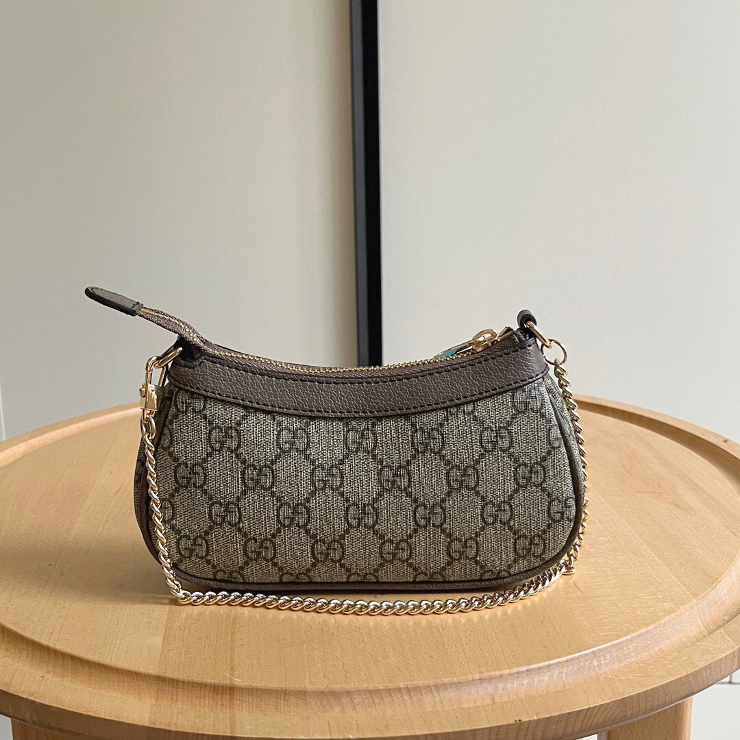Gucci Ophidia Mini Collection Handbag - Beige And Dark Brown Bag